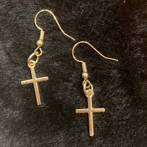 gold cross earrings